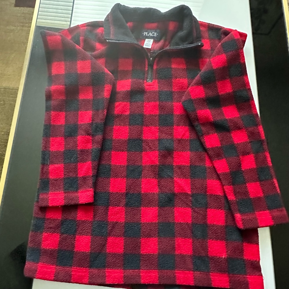 Place Red and Black Plaid Fleece Top